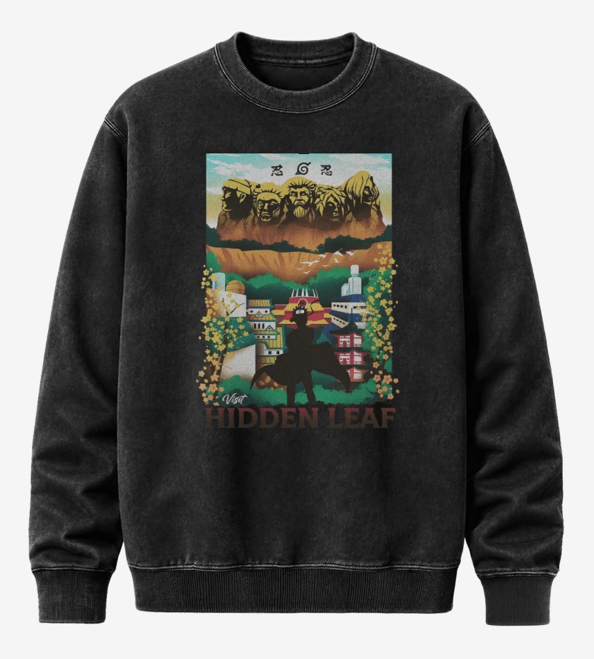 Poleron Polo Acid Wash Negro de Aldea Oculta de la Hoja