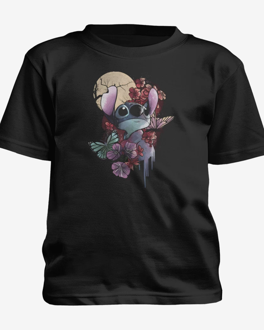 Polera de niño Negro de Flores en Ohana