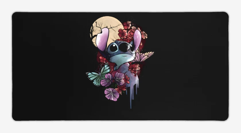 Mouse pad Gamer Negro de Flores en Ohana
