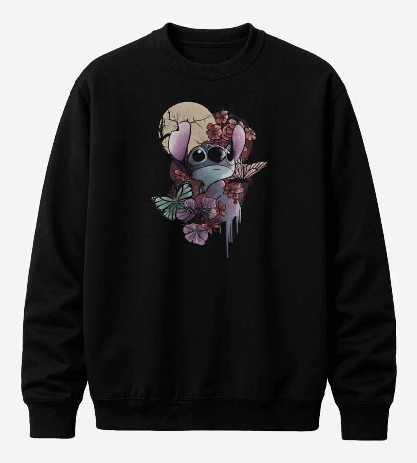 Poleron polo Negro de Flores en Ohana