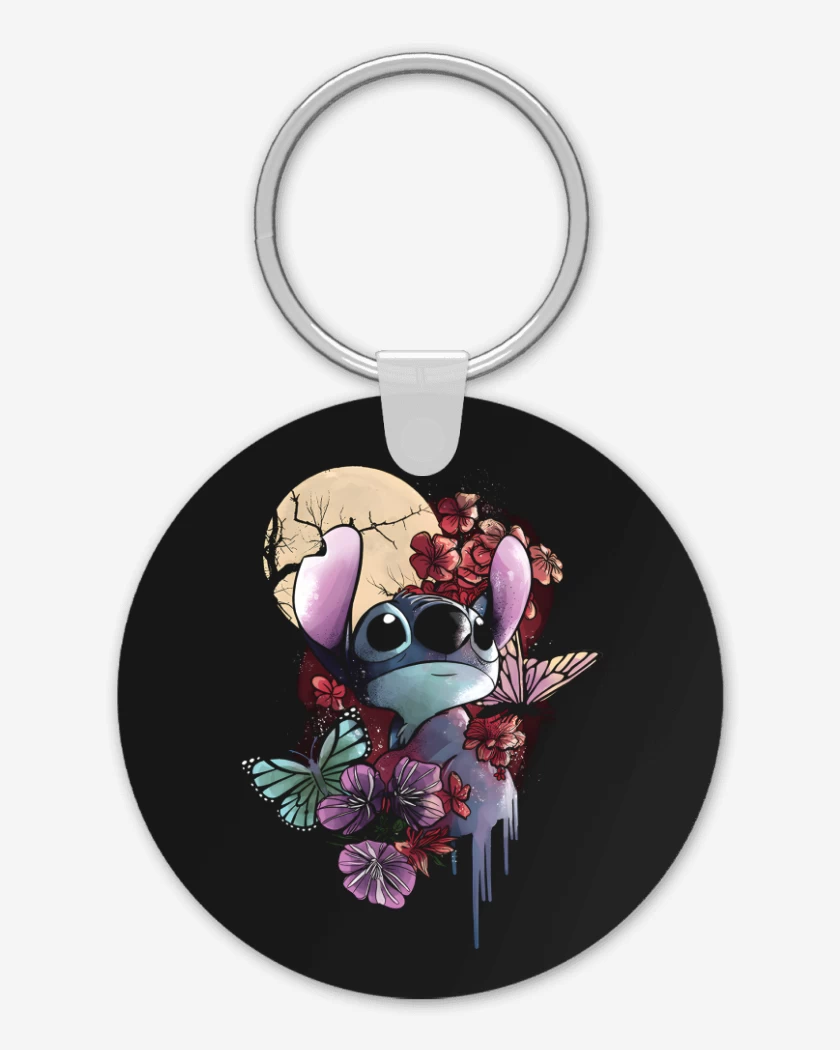 Llavero Negro de Flores en Ohana