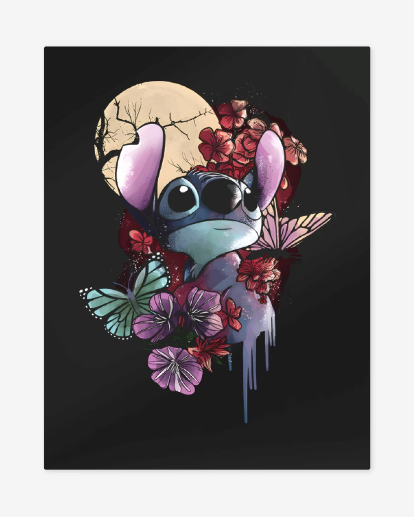 Print metalico Negro de Flores en Ohana