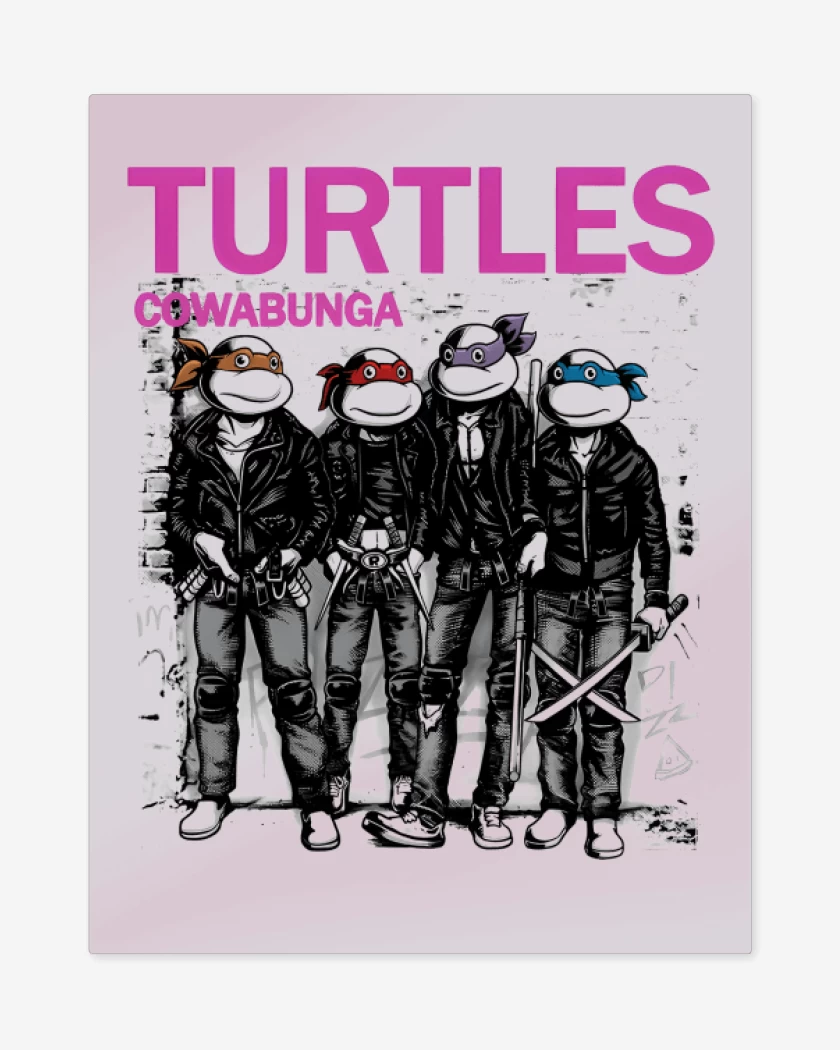 Print metalico Rosa Pastel de Turtles Cowabunga 