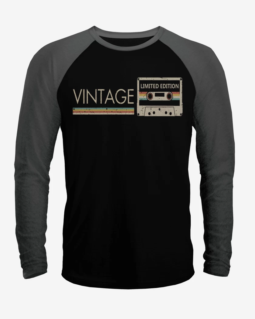 Polera Raglan Negro / Negro Heather de Vintage limited edition