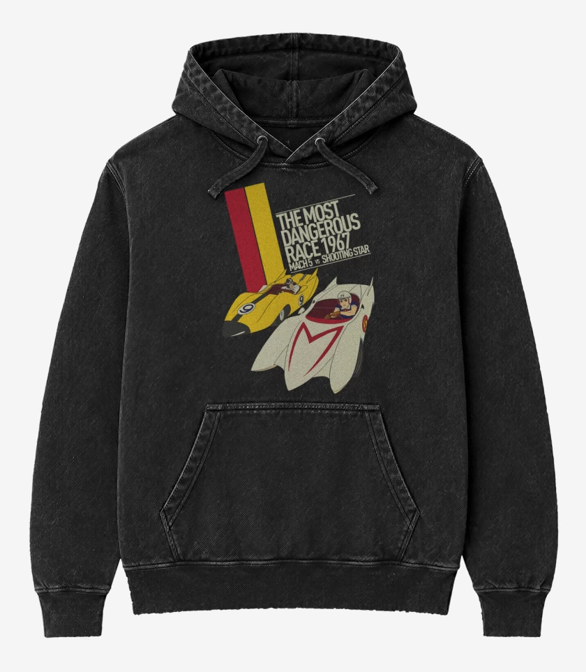 Poleron Canguro Acid Wash Negro de The most dangerous race