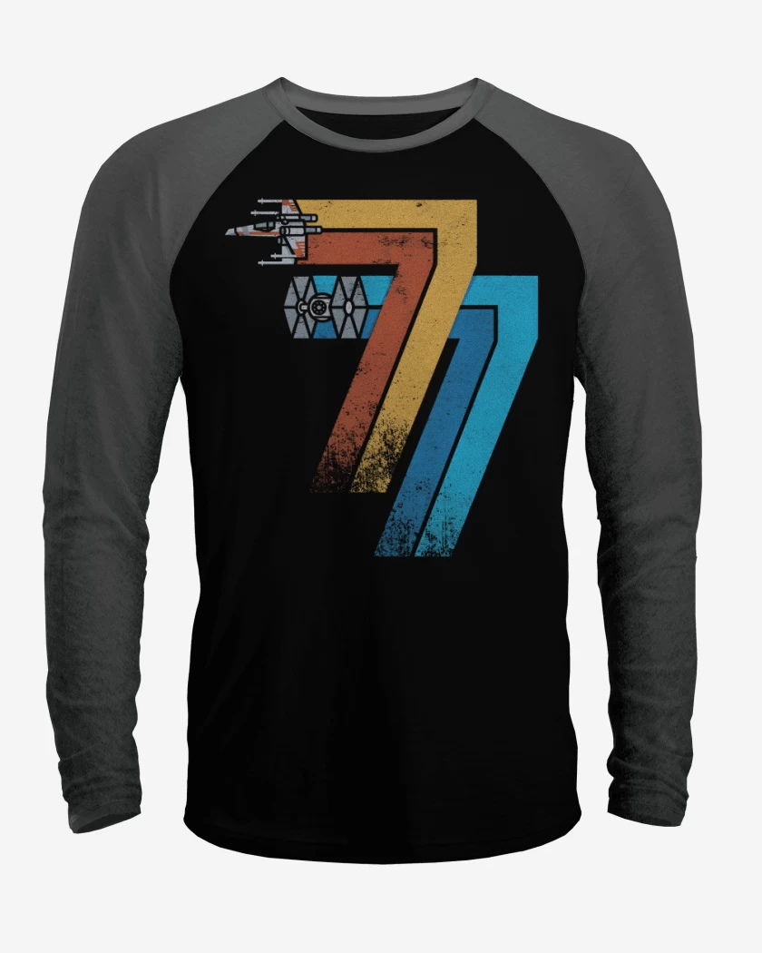 Polera Raglan Negro / Negro Heather de 77