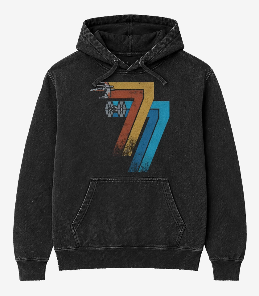 Poleron Canguro Acid Wash Negro de 77
