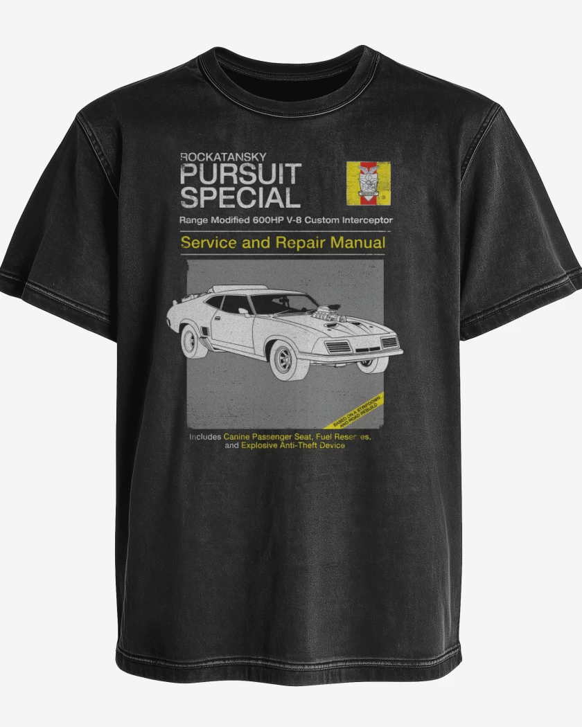Polera desgastada Negro de V8 Interceptor