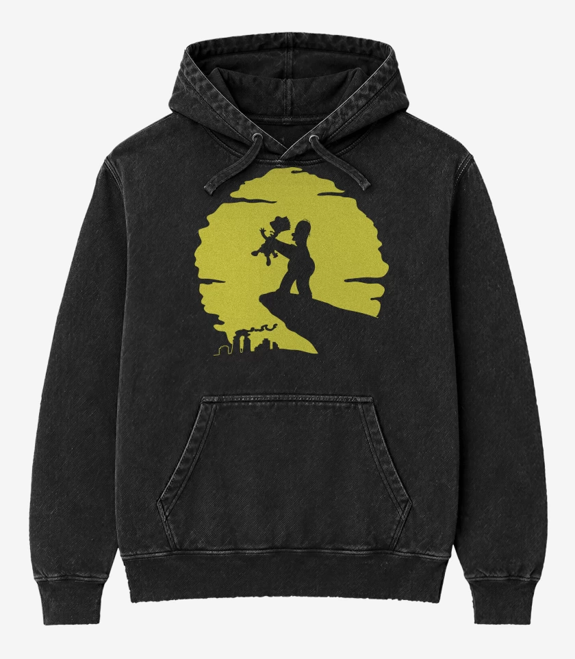 Poleron Canguro Acid Wash Negro de Pequeño demonio