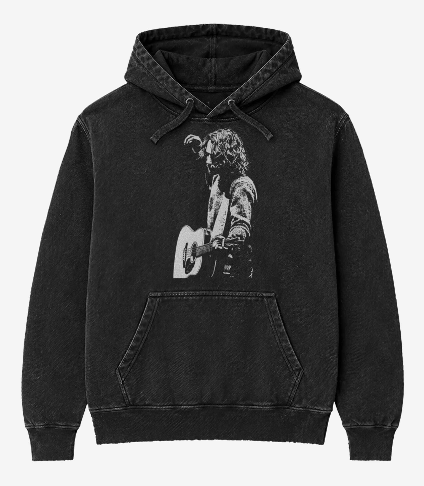 Poleron Canguro Acid Wash Negro de Chris Cornell 2