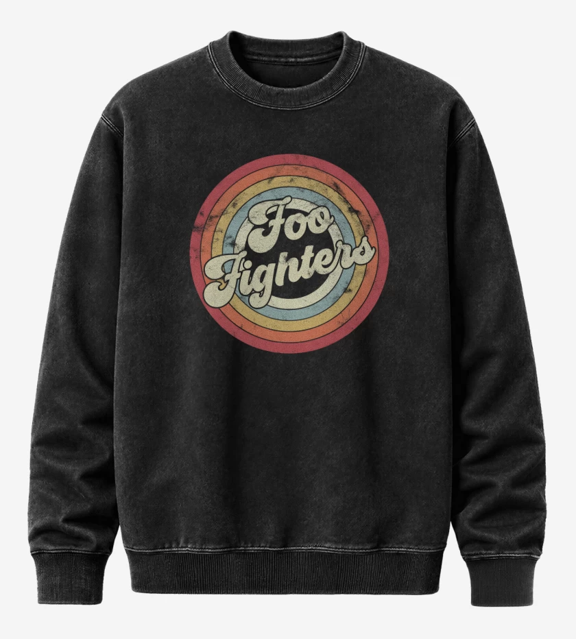 Poleron Polo Acid Wash Negro de Foo fiighters retro