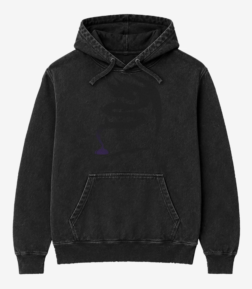 Poleron Canguro Acid Wash Negro de Dragonsito