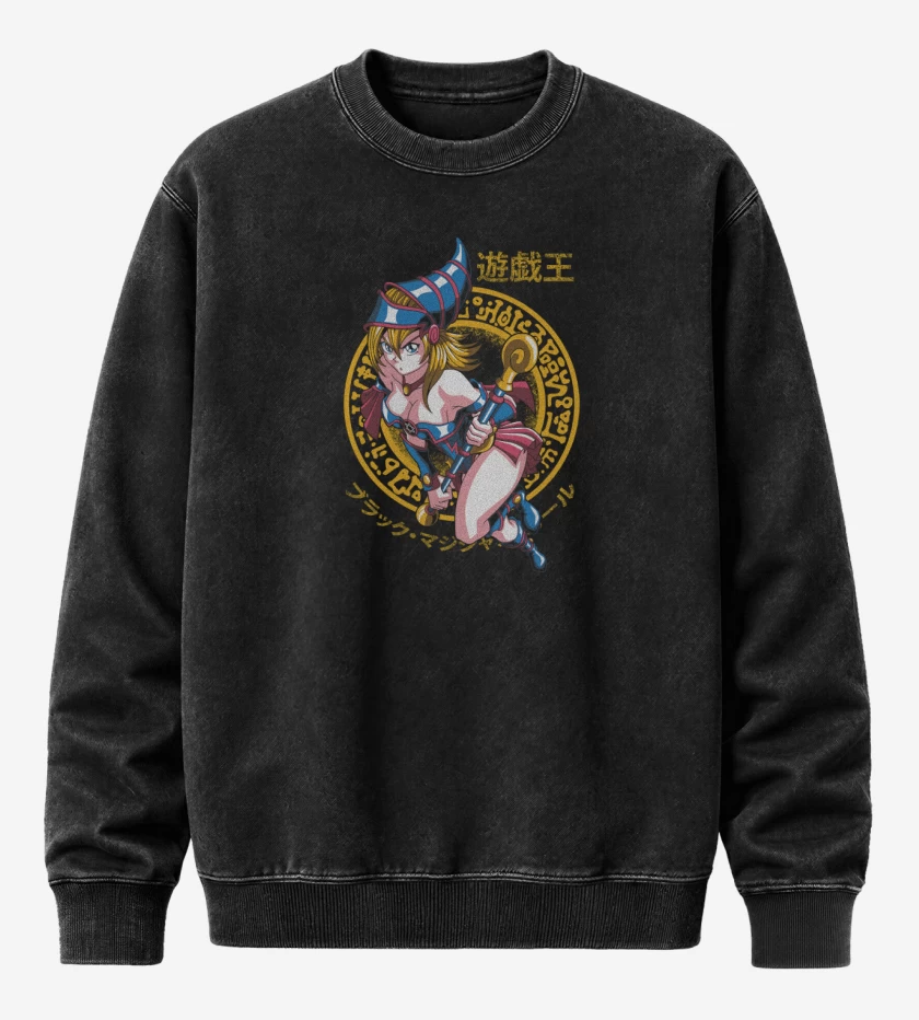 Poleron Polo Acid Wash Negro de La Maga Oscura