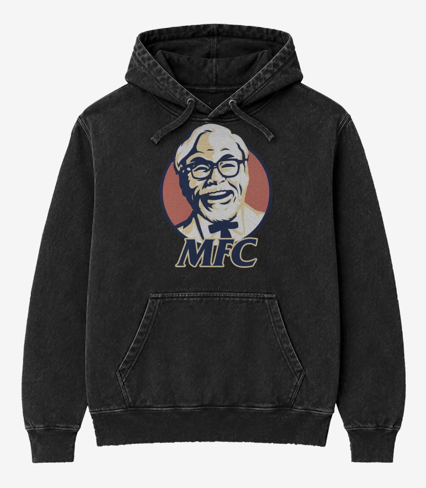 Poleron Canguro Acid Wash Negro de Miyazaki Fried Chicken