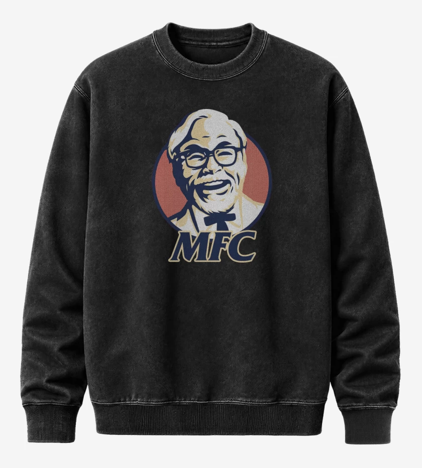 Poleron Polo Acid Wash Negro de Miyazaki Fried Chicken