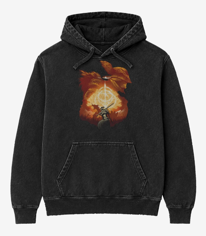 Poleron Canguro Acid Wash Negro de Elden Adventures