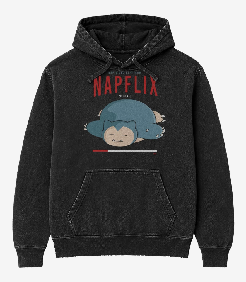 Poleron Canguro Acid Wash Negro de Napflix