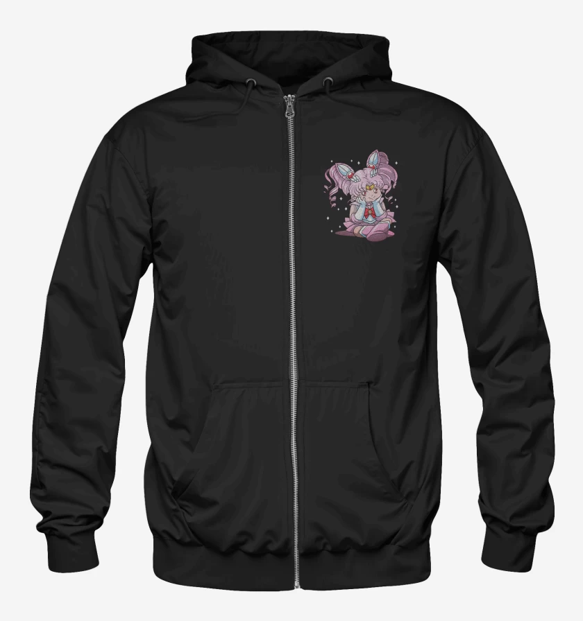 Poleron Canguro con cierre Negro de Chibi Moon