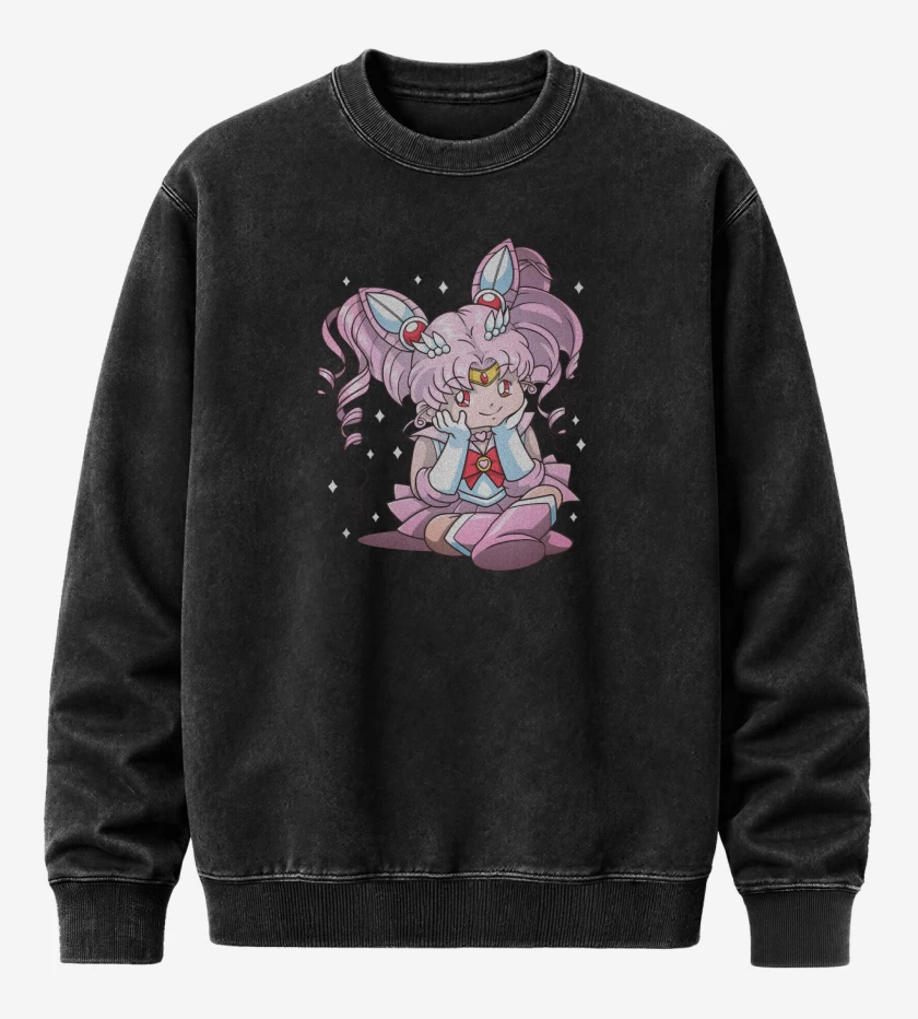 Poleron Polo Acid Wash Negro de Chibi Moon
