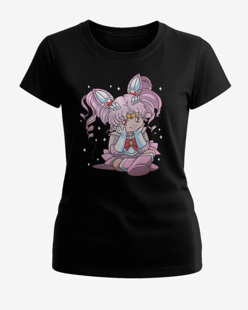 Polera de Mujer Negro de Chibi Moon