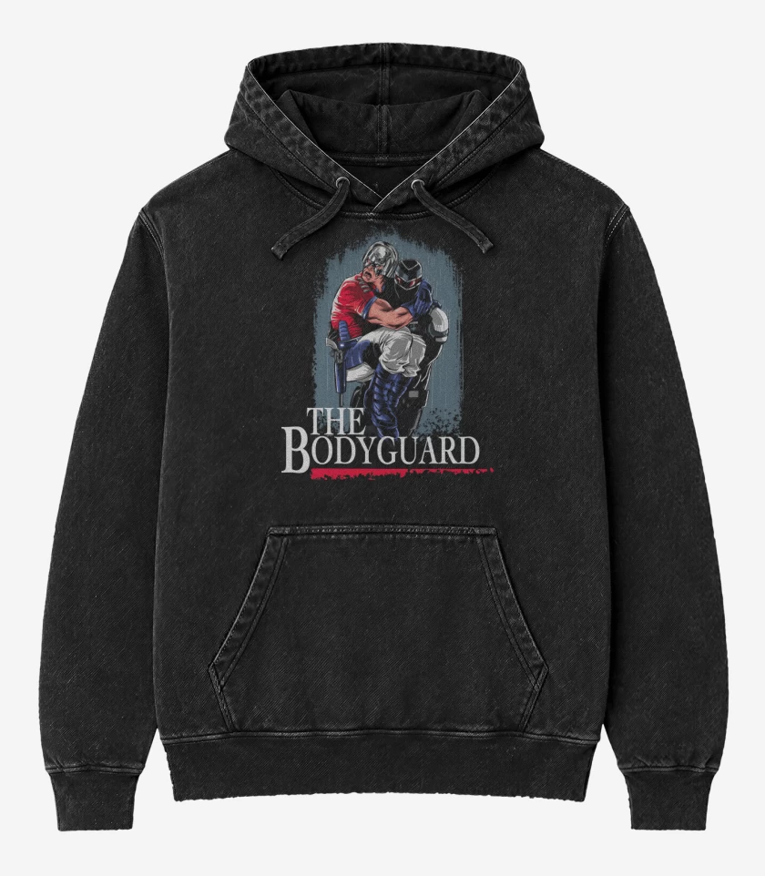 Poleron Canguro Acid Wash Negro de El Guardaespaldas