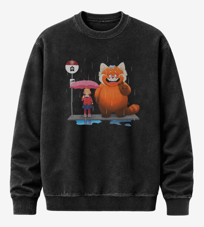 Poleron Polo Acid Wash Negro de Red Totoro