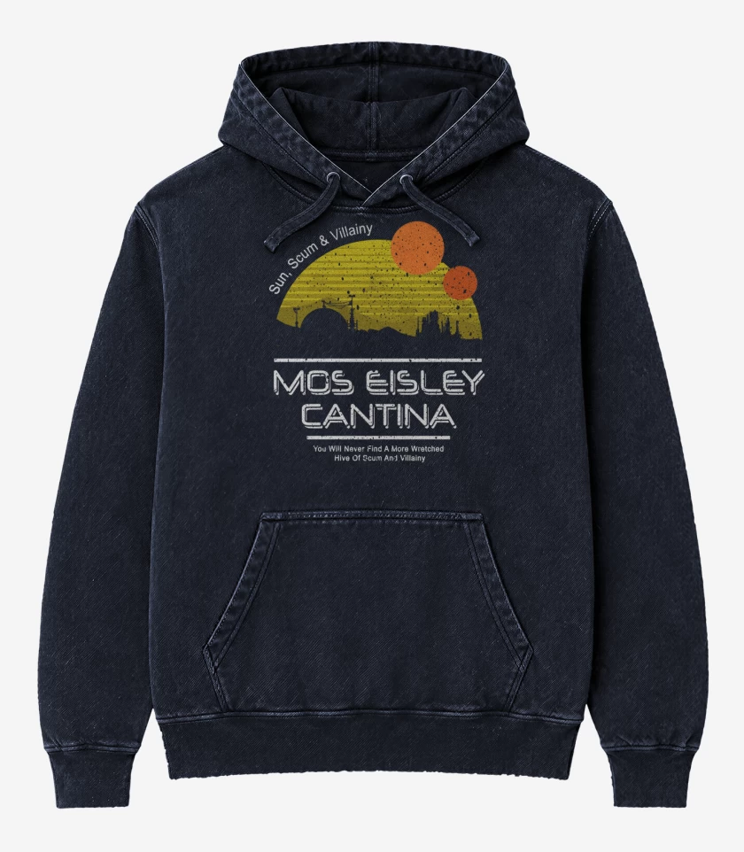 Poleron Canguro Acid Wash Azul Marino de Mos Eisley Cantina
