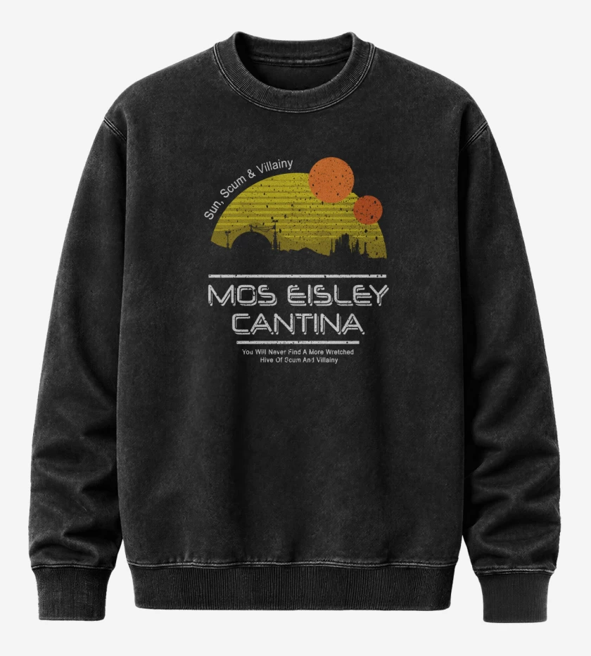 Poleron Polo Acid Wash Negro de Mos Eisley Cantina