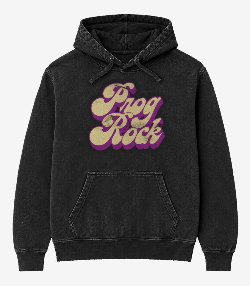 Poleron Canguro Acid Wash Negro de Prog Rock