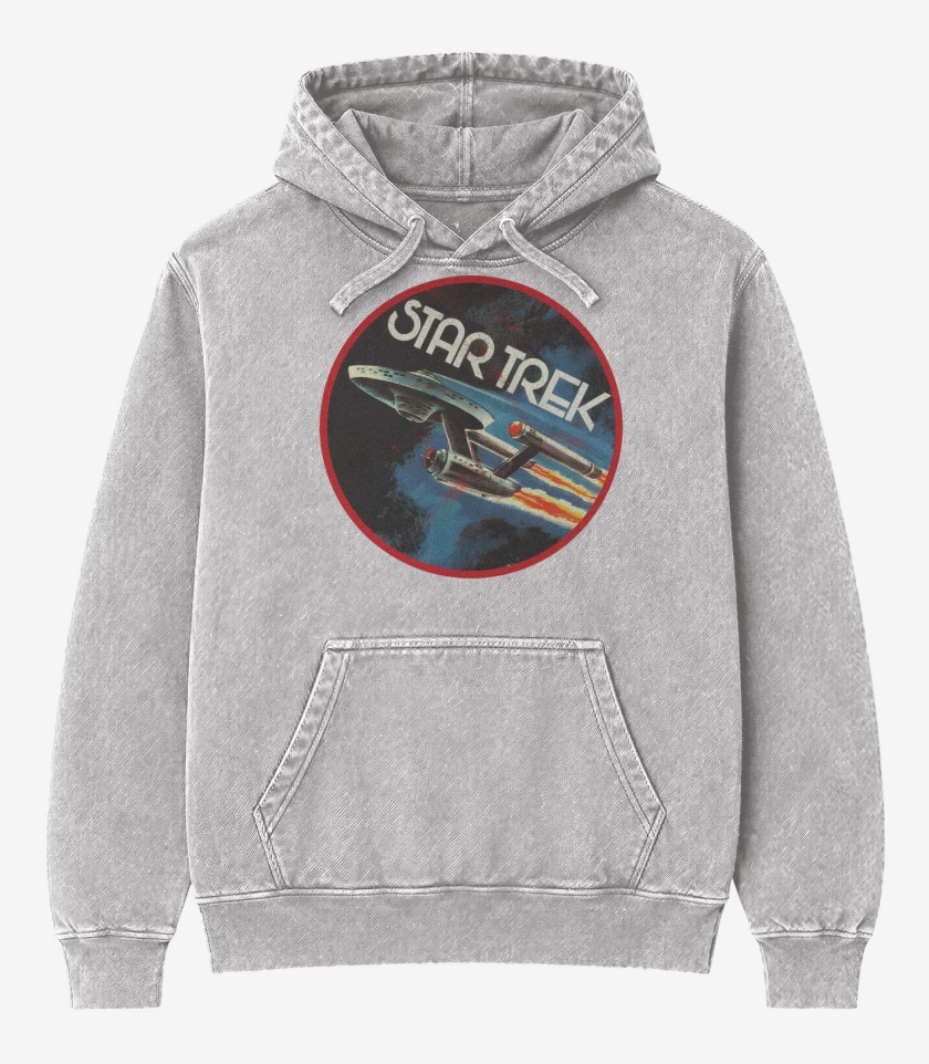 Poleron Canguro Acid Wash Gris Melange de Star trek enterprise