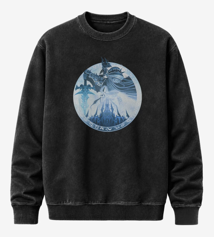 Poleron Polo Acid Wash Negro de Arthas Rey Lich