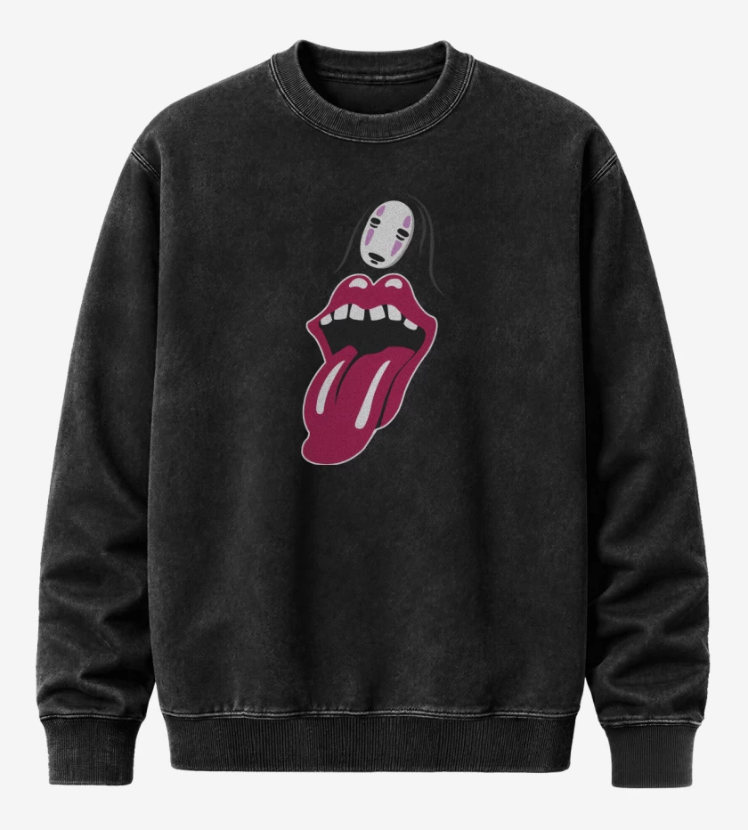 Poleron Polo Acid Wash Negro de The Rolling Kaonashi