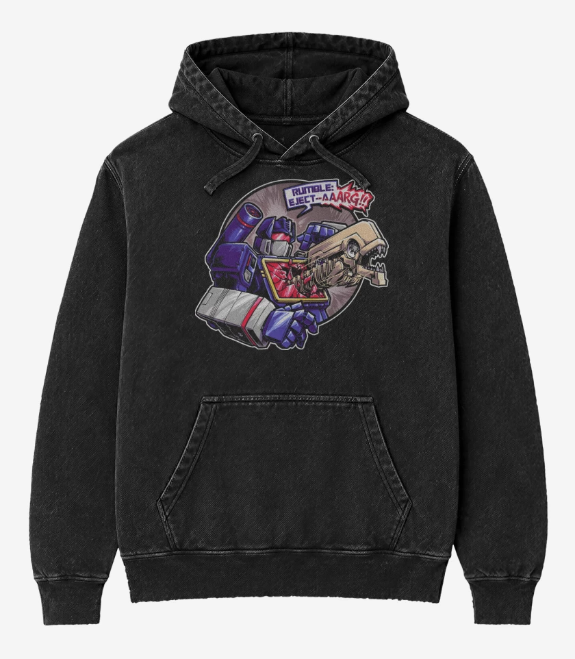 Poleron Canguro Acid Wash Negro de Xenowave