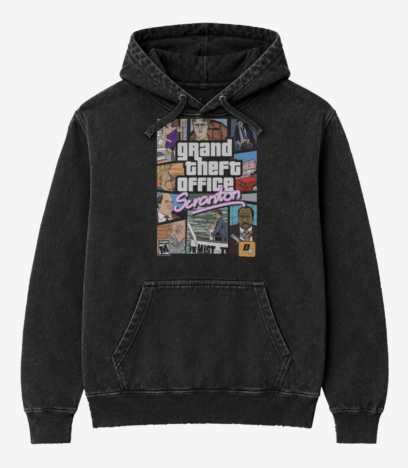 Poleron Canguro Acid Wash Negro de GTOffice Scranton