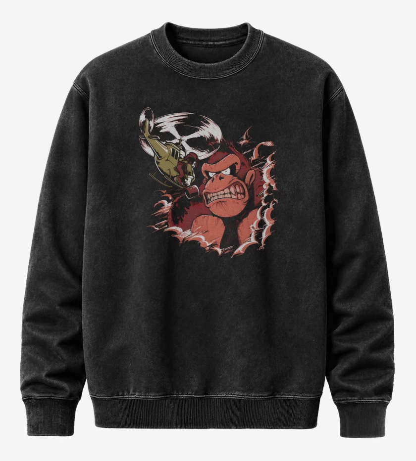 Poleron Polo Acid Wash Negro de Donking Kong