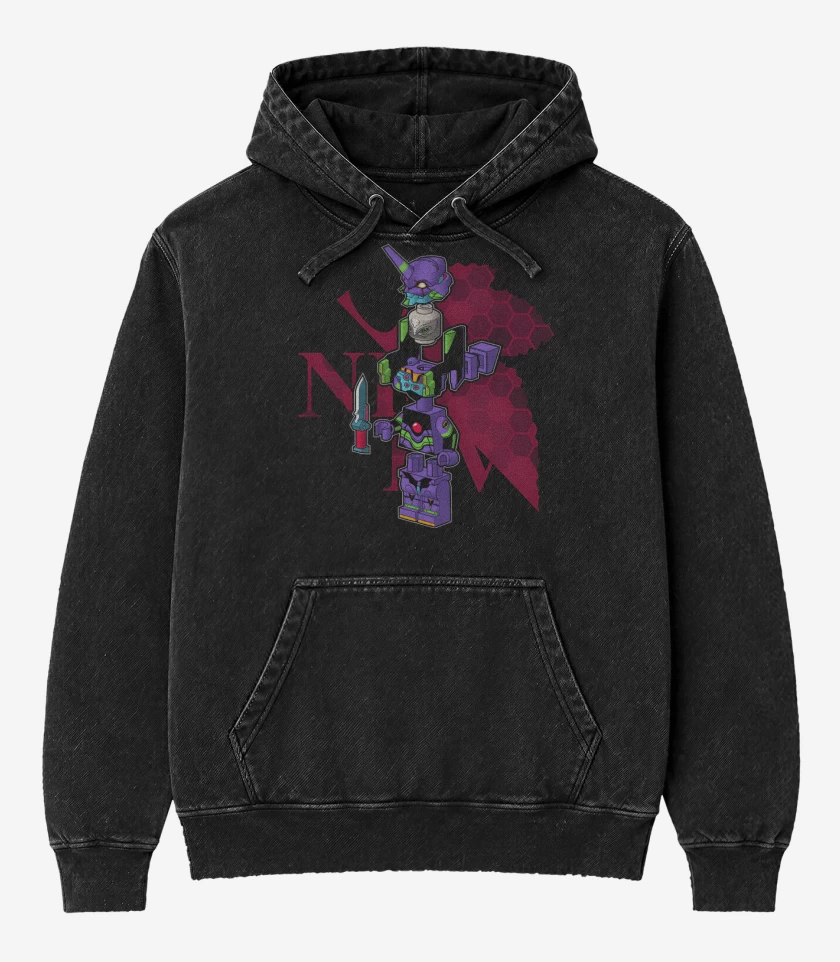 Poleron Canguro Acid Wash Negro de Evan-Legon