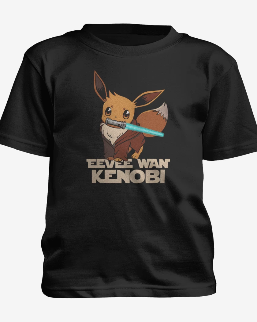 Polera de niño Negro de Eevee Wan Kenobi