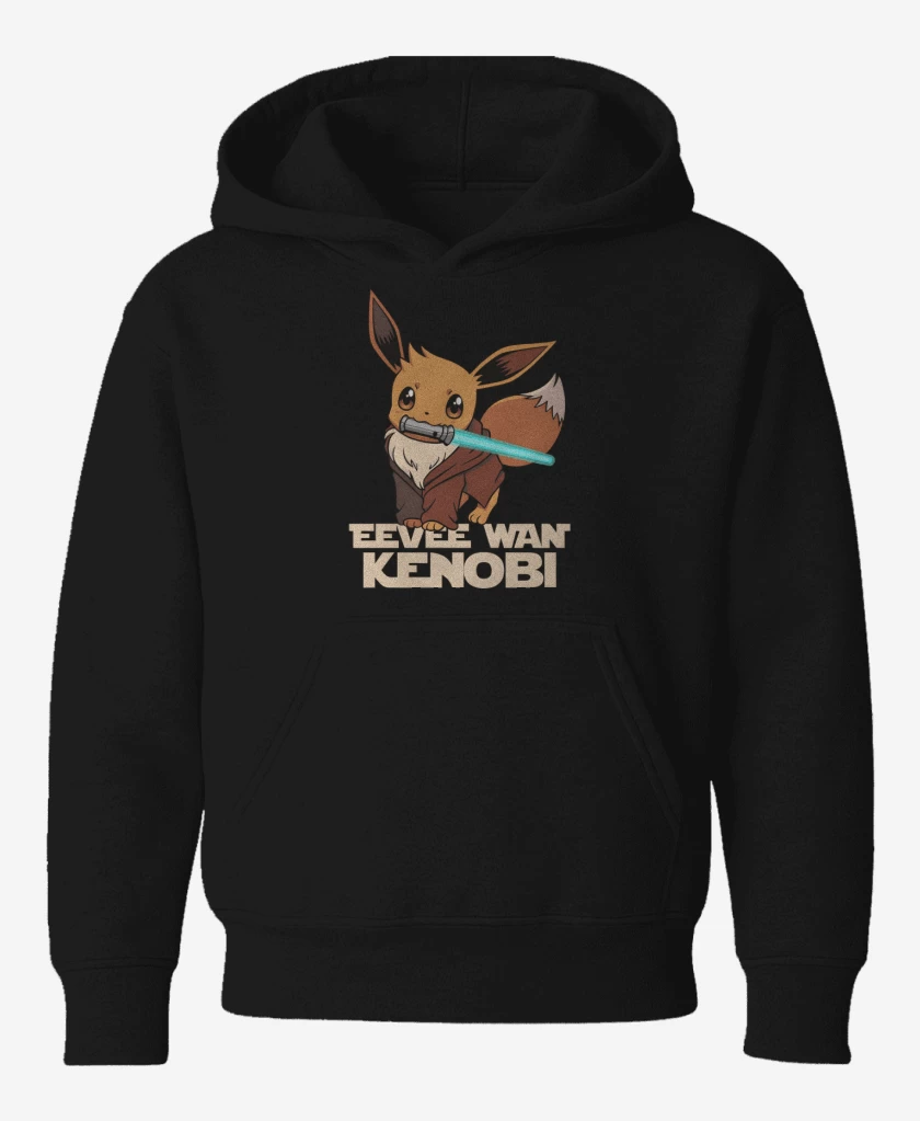 Poleron de niño Negro de Eevee Wan Kenobi