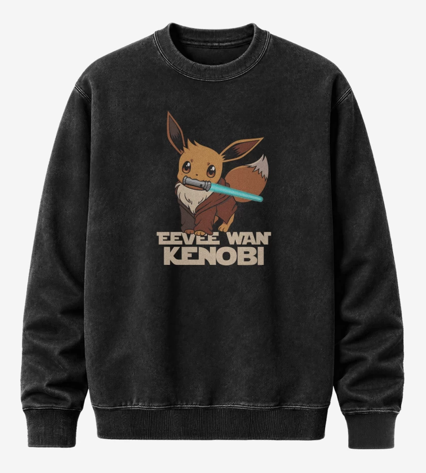 Poleron Polo Acid Wash Negro de Eevee Wan Kenobi