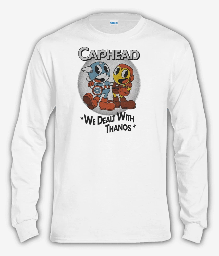 Polera manga larga Blanco de Caphead