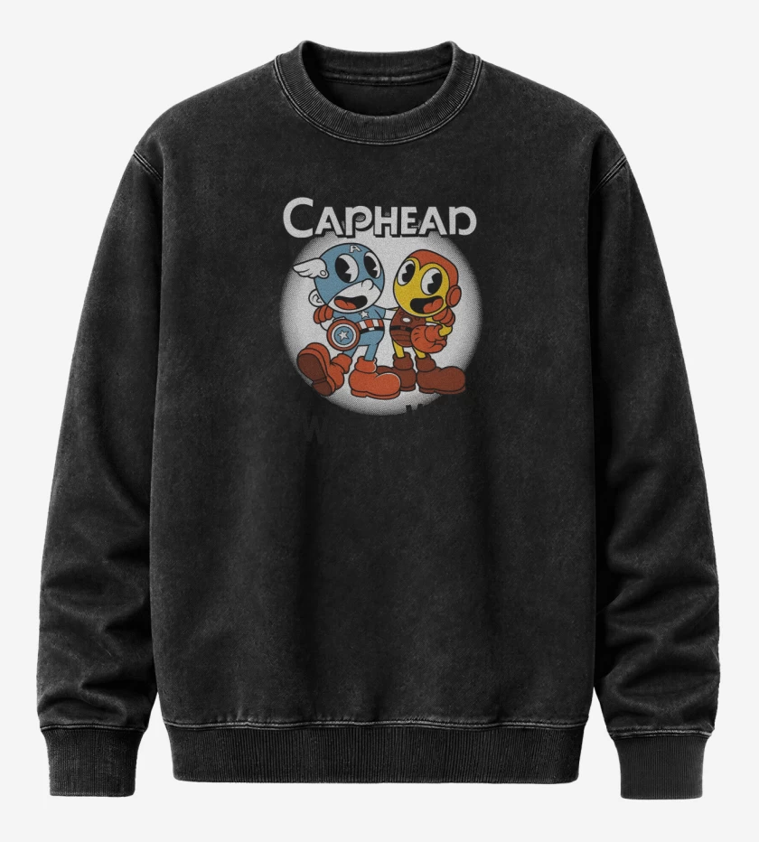 Poleron Polo Acid Wash Negro de Caphead