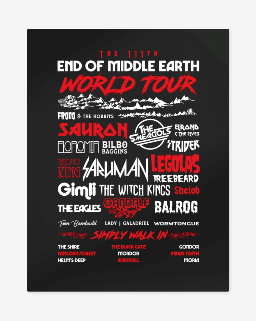Print metalico Negro de The End of Middle Earth World Tour