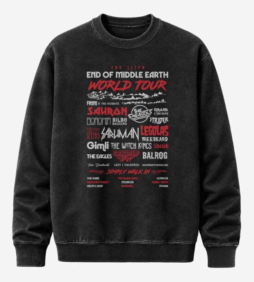 Poleron Polo Acid Wash Negro de The End of Middle Earth World Tour