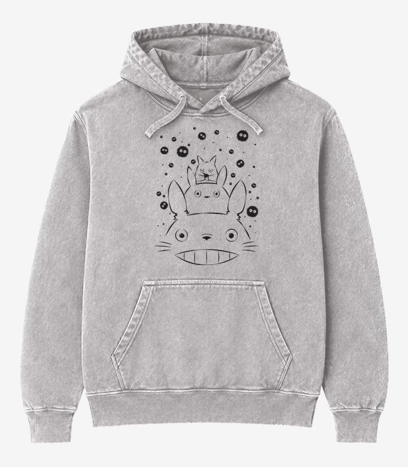 Poleron Canguro Acid Wash Gris Melange de Toro