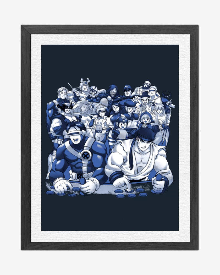 Cuadro decorativo Azul Marino de X-Men vs Street Fighter