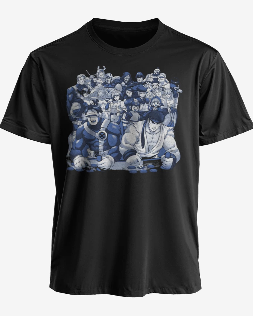 Polera premium Negro de X-Men vs Street Fighter