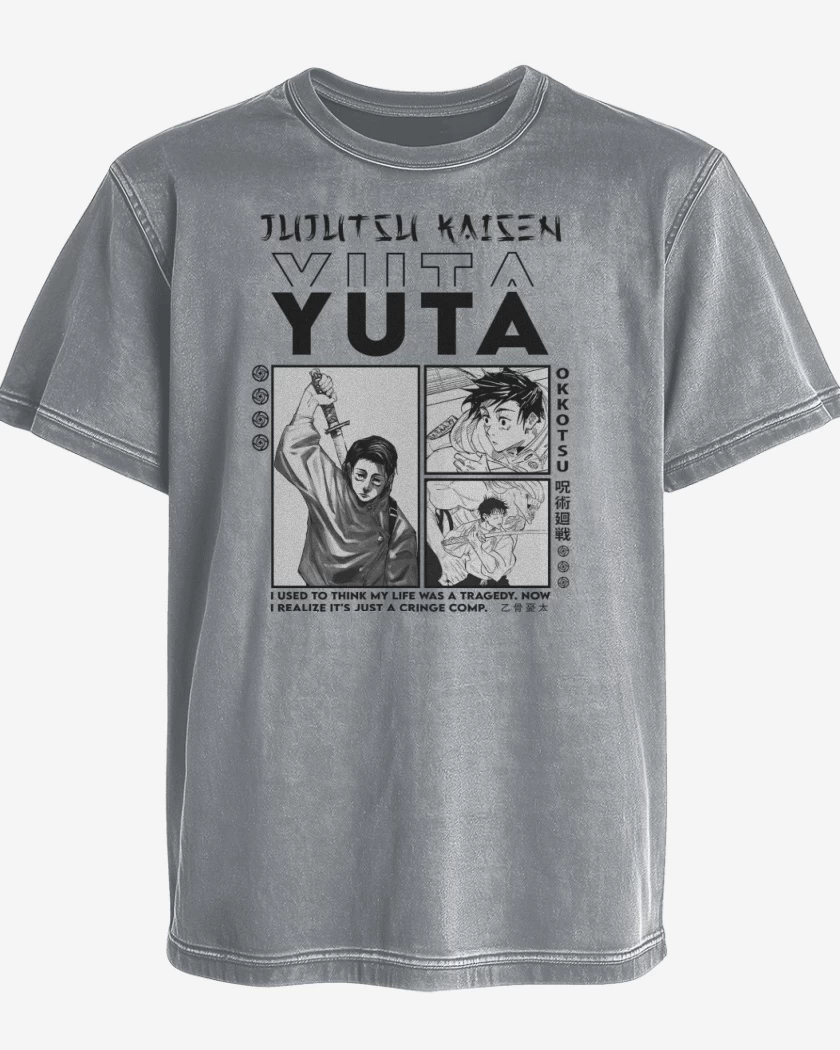 Polera desgastada Gris Melange de Yuta Okkotsu