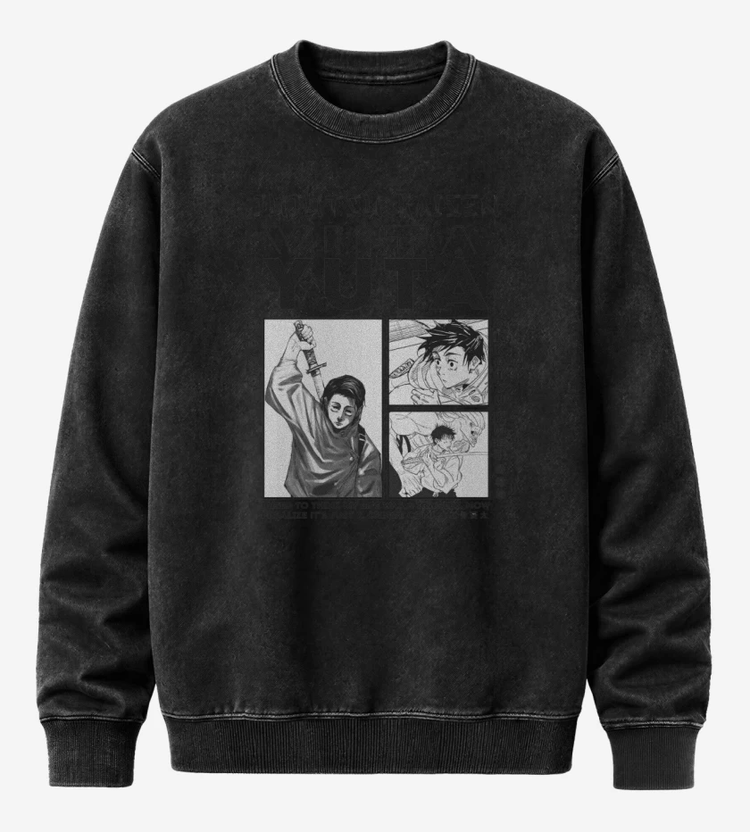 Poleron Polo Acid Wash Negro de Yuta Okkotsu