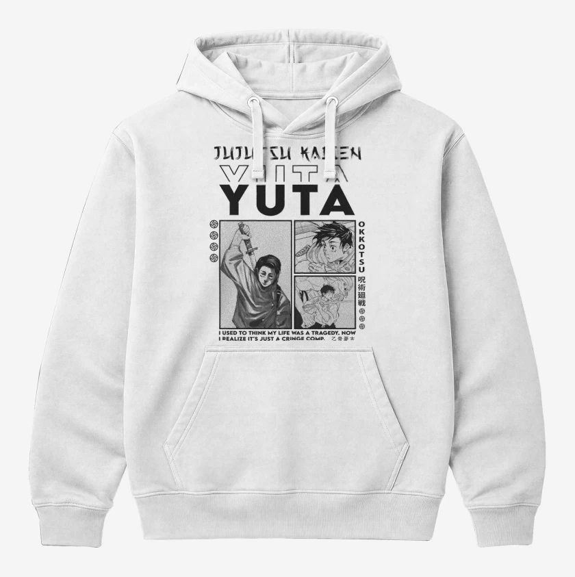 Polerón Canguro Blanco de Yuta Okkotsu