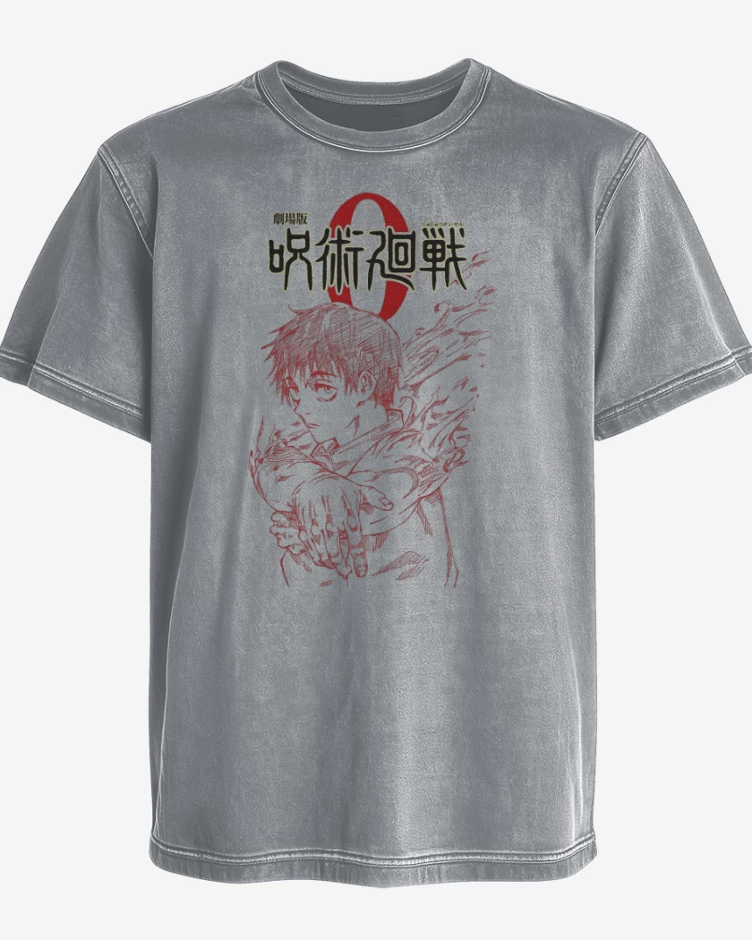 Polera desgastada Gris Melange de Jujutsu Kaisen 0 